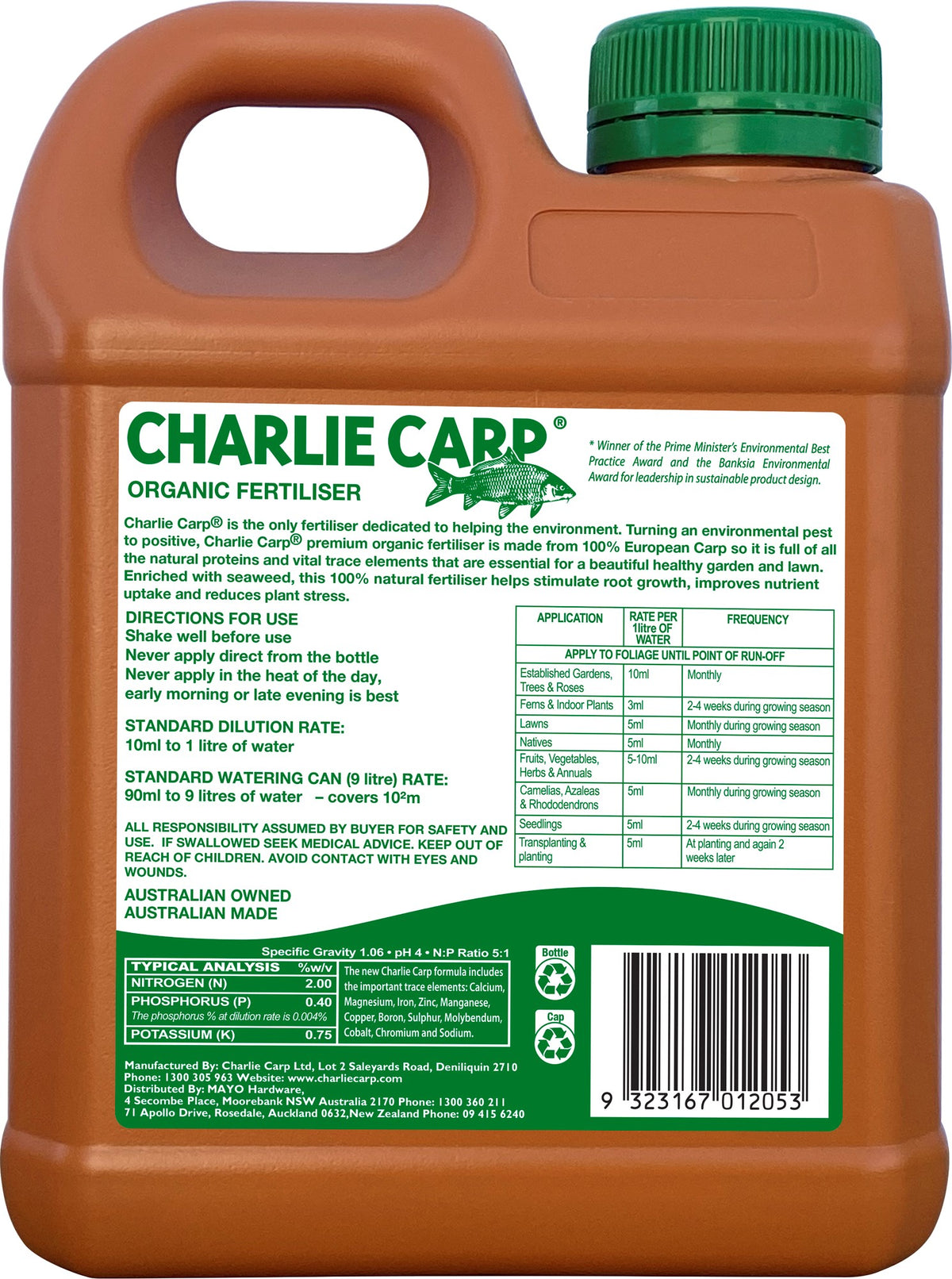 Charlie Carp 1 Litre Organic